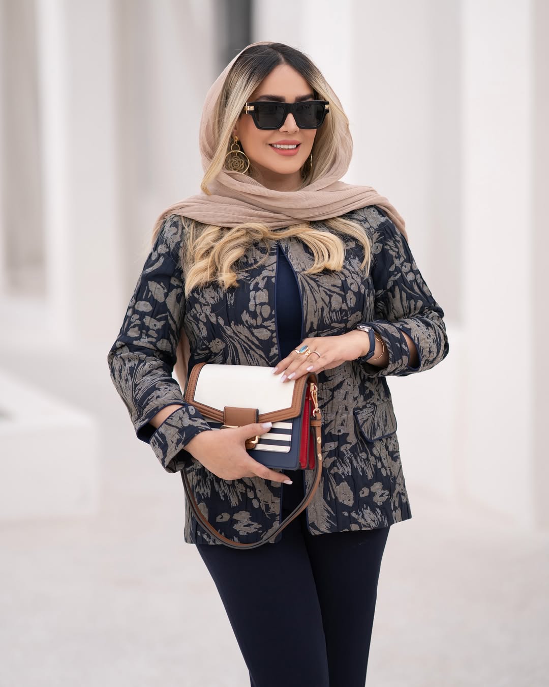 کت لنا سرمه ای بژ